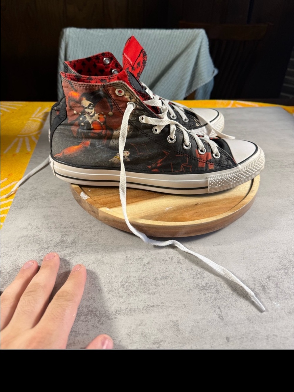 Converse All Star Harley Quinn High Top Canvas Black Red Graphic US 11.5